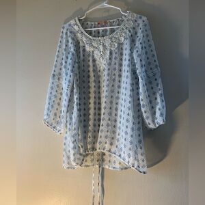YSC•Yessica Geometric Sheer Blouse Women’s Size 10